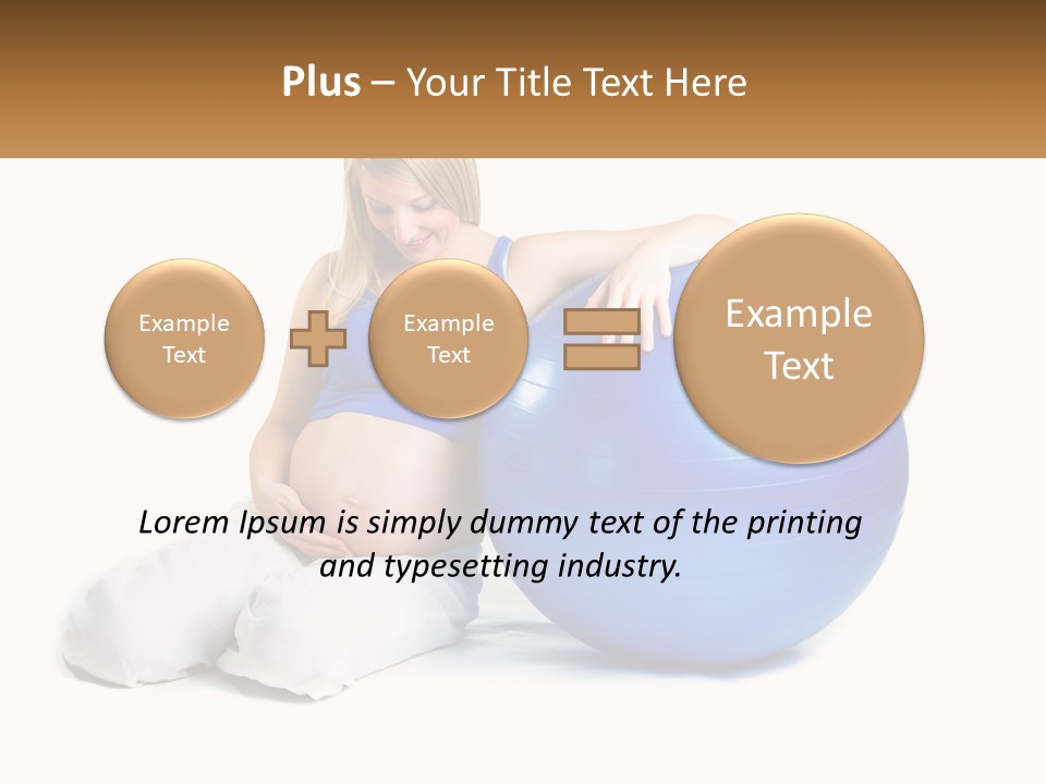 A Pregnant Woman Sitting On A Blue Exercise Ball PowerPoint Template