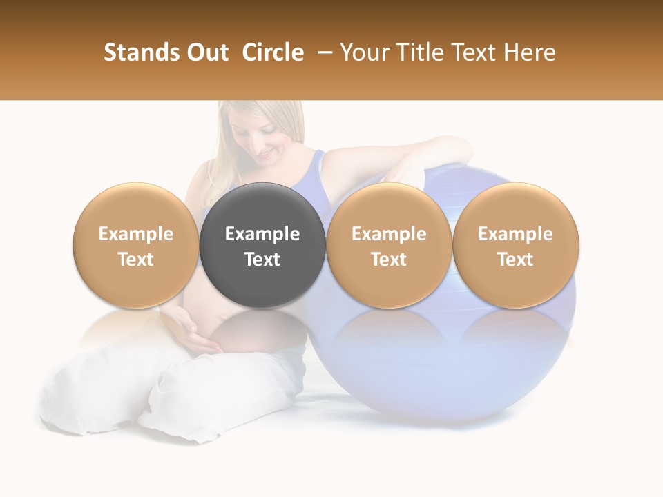 A Pregnant Woman Sitting On A Blue Exercise Ball PowerPoint Template