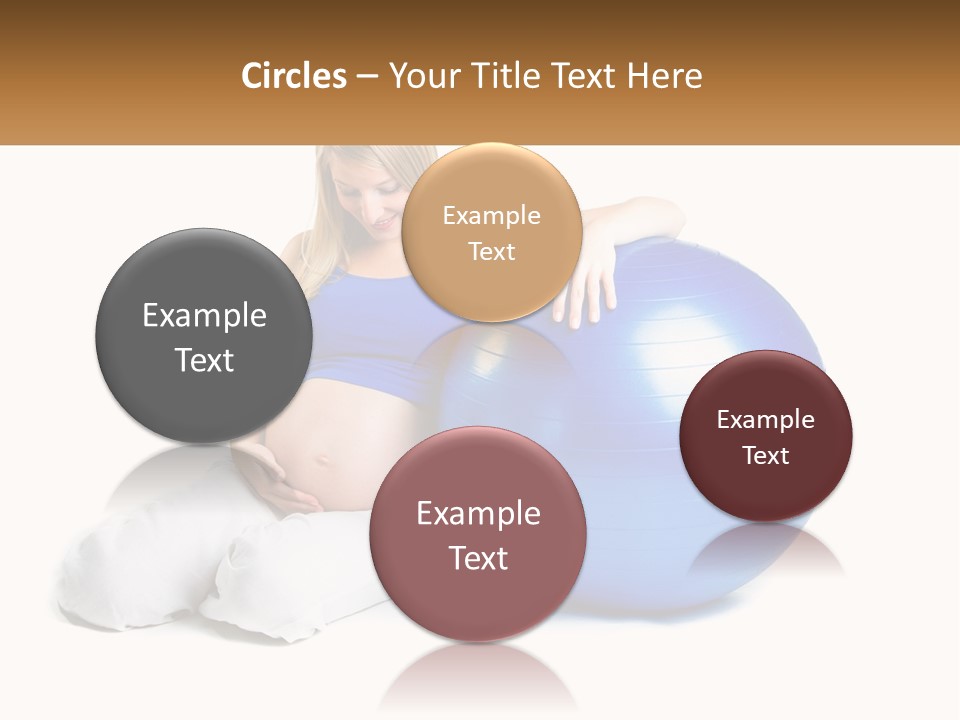 A Pregnant Woman Sitting On A Blue Exercise Ball PowerPoint Template