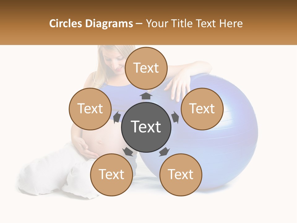 A Pregnant Woman Sitting On A Blue Exercise Ball PowerPoint Template