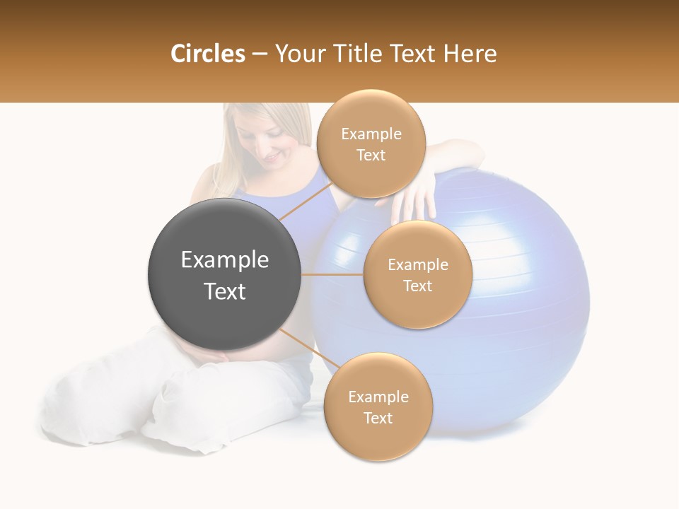 A Pregnant Woman Sitting On A Blue Exercise Ball PowerPoint Template