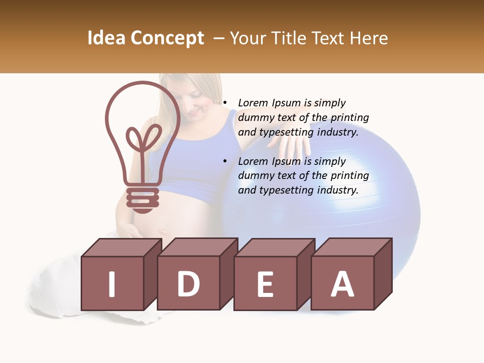 A Pregnant Woman Sitting On A Blue Exercise Ball PowerPoint Template