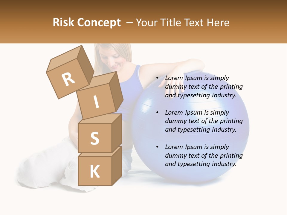 A Pregnant Woman Sitting On A Blue Exercise Ball PowerPoint Template