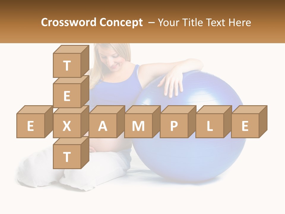 A Pregnant Woman Sitting On A Blue Exercise Ball PowerPoint Template