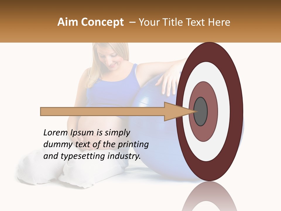 A Pregnant Woman Sitting On A Blue Exercise Ball PowerPoint Template
