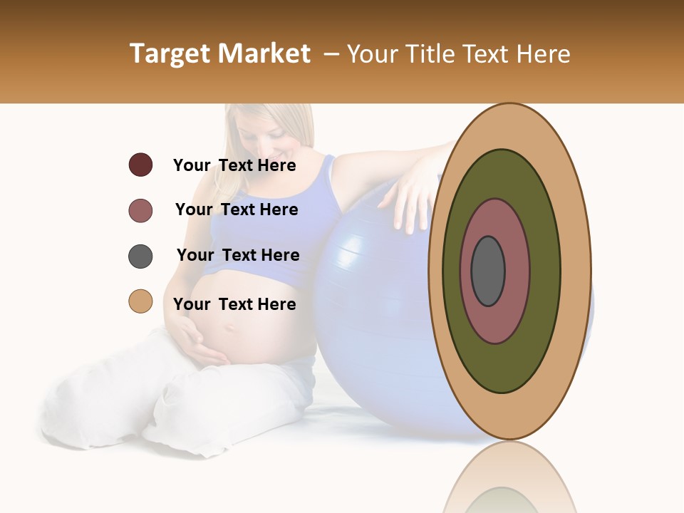 A Pregnant Woman Sitting On A Blue Exercise Ball PowerPoint Template