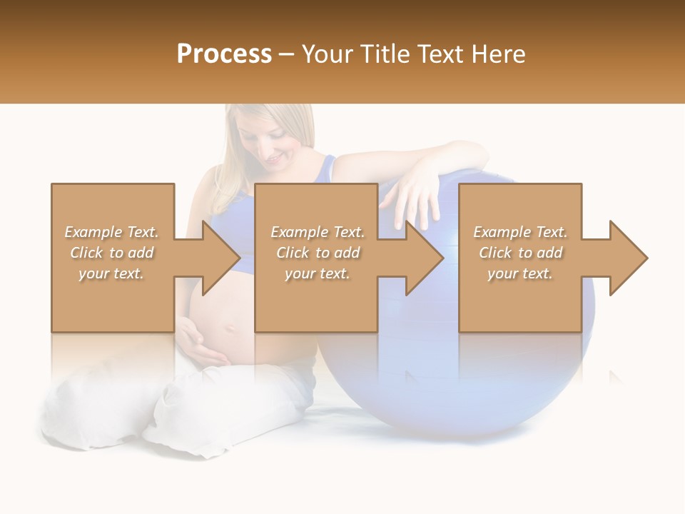 A Pregnant Woman Sitting On A Blue Exercise Ball PowerPoint Template