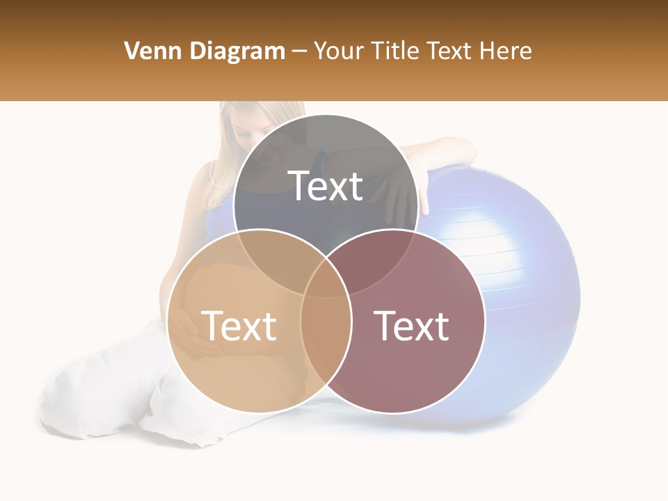 A Pregnant Woman Sitting On A Blue Exercise Ball PowerPoint Template