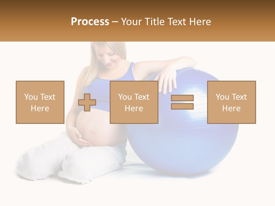 A Pregnant Woman Sitting On A Blue Exercise Ball PowerPoint Template