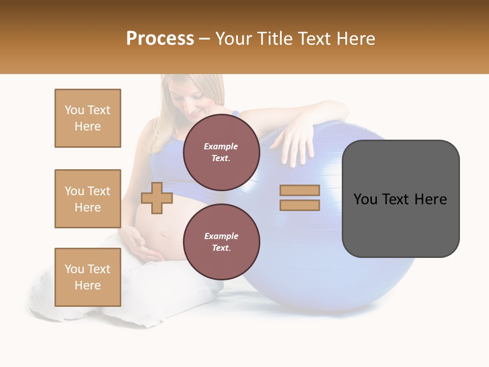 A Pregnant Woman Sitting On A Blue Exercise Ball PowerPoint Template