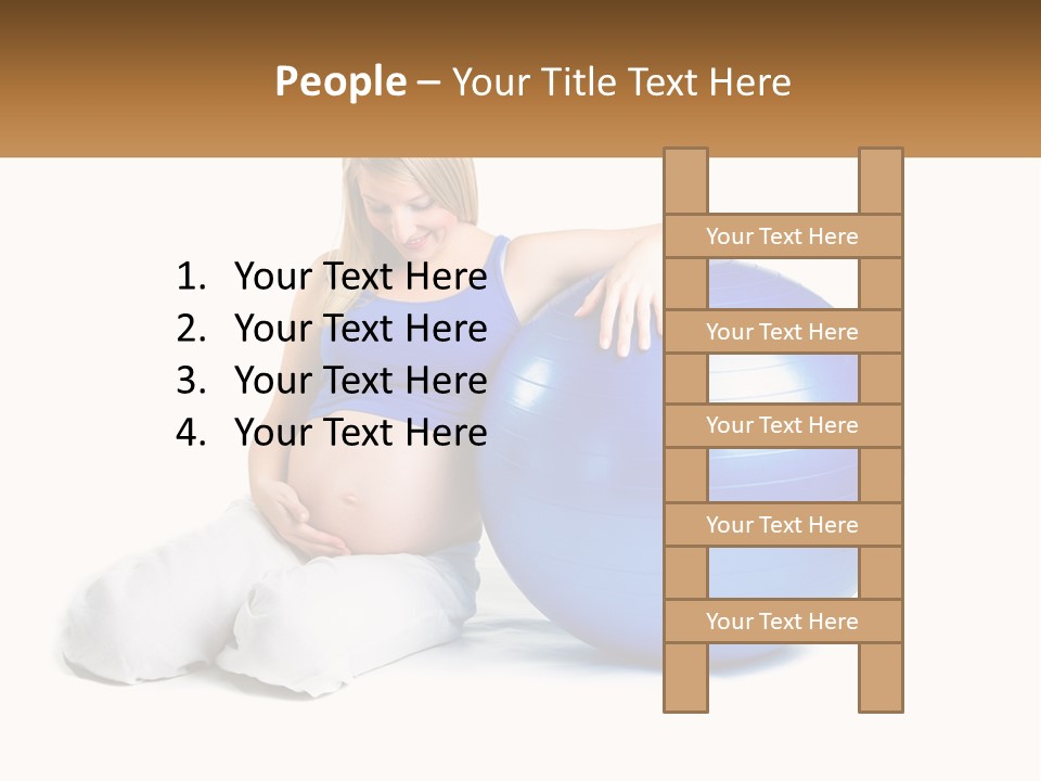 A Pregnant Woman Sitting On A Blue Exercise Ball PowerPoint Template