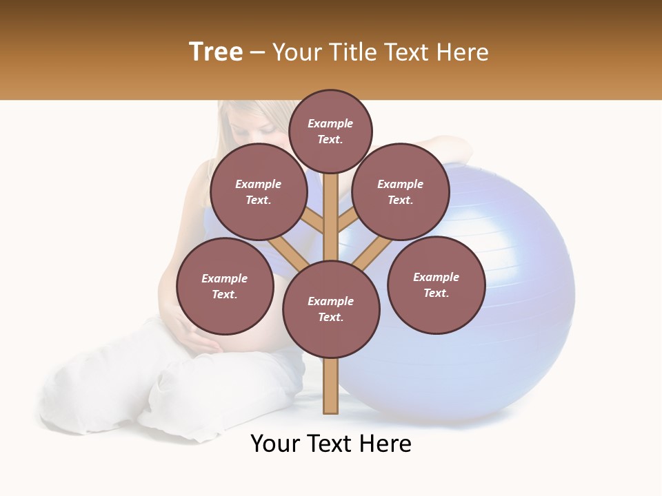 A Pregnant Woman Sitting On A Blue Exercise Ball PowerPoint Template