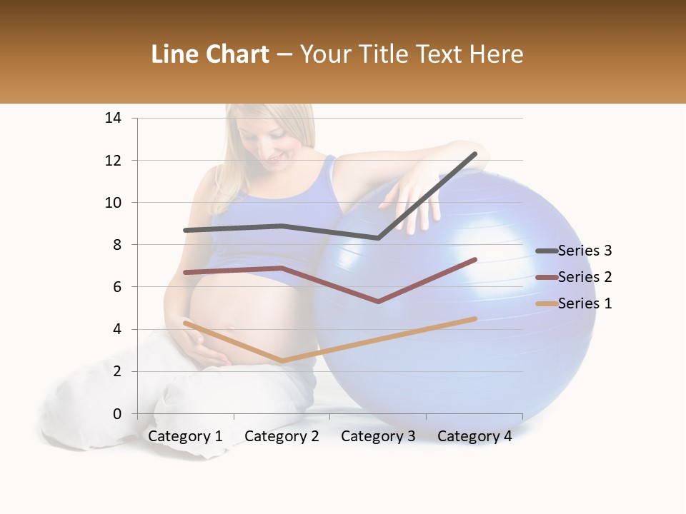 A Pregnant Woman Sitting On A Blue Exercise Ball PowerPoint Template