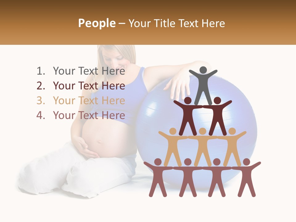 A Pregnant Woman Sitting On A Blue Exercise Ball PowerPoint Template