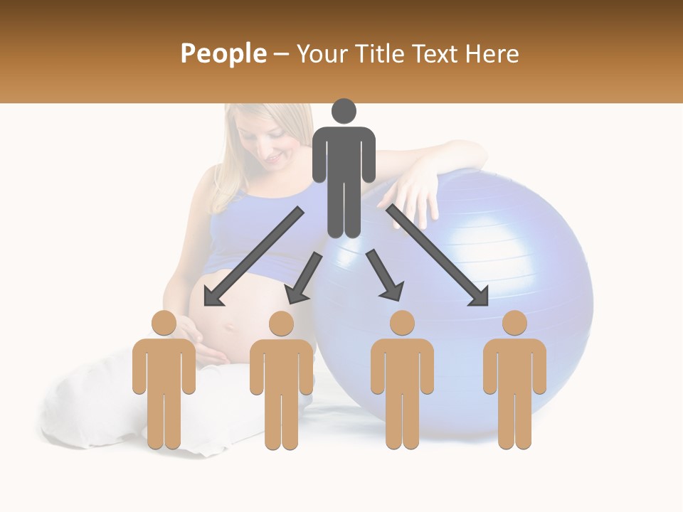 A Pregnant Woman Sitting On A Blue Exercise Ball PowerPoint Template