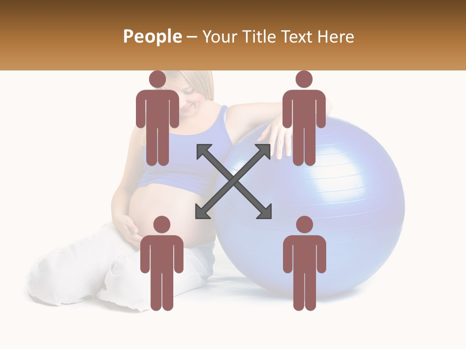A Pregnant Woman Sitting On A Blue Exercise Ball PowerPoint Template