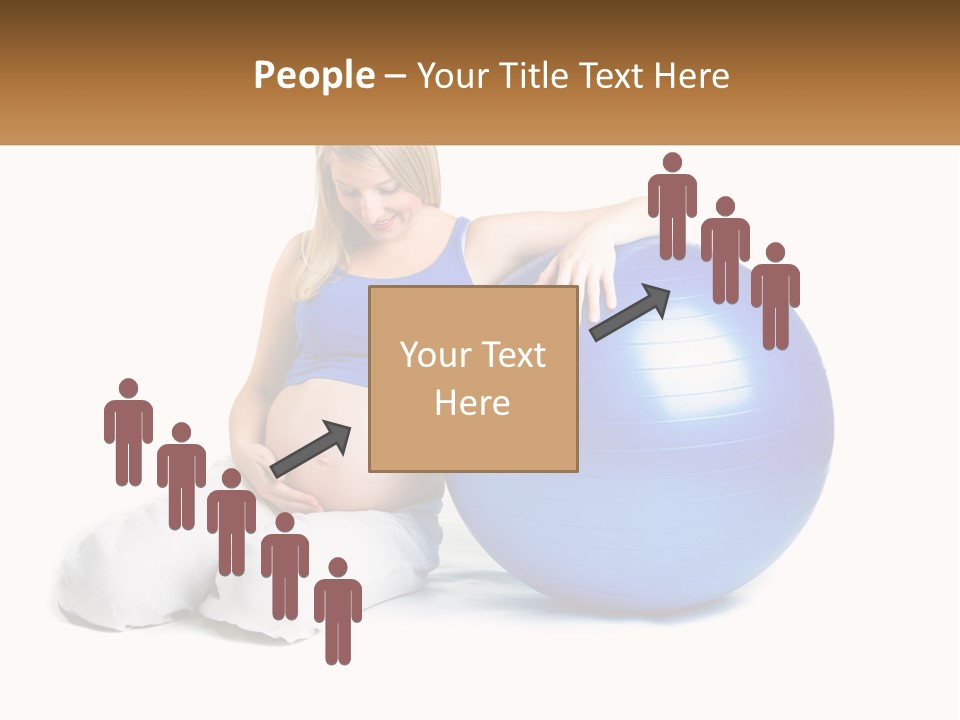 A Pregnant Woman Sitting On A Blue Exercise Ball PowerPoint Template