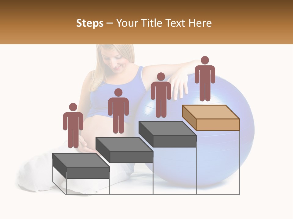 A Pregnant Woman Sitting On A Blue Exercise Ball PowerPoint Template