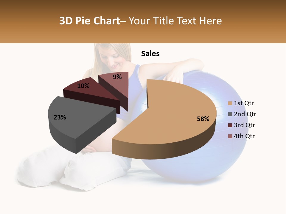 A Pregnant Woman Sitting On A Blue Exercise Ball PowerPoint Template
