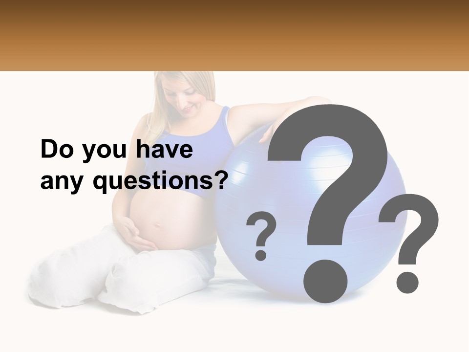 A Pregnant Woman Sitting On A Blue Exercise Ball PowerPoint Template