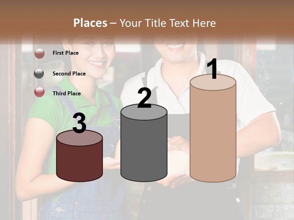 A Man And A Woman Are Holding A Bottle PowerPoint Template