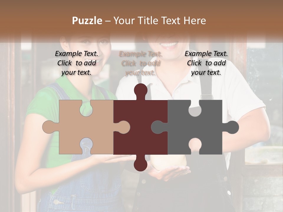 A Man And A Woman Are Holding A Bottle PowerPoint Template