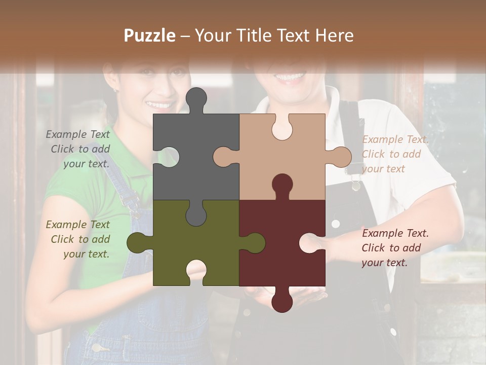 A Man And A Woman Are Holding A Bottle PowerPoint Template