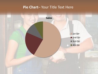 A Man And A Woman Are Holding A Bottle PowerPoint Template