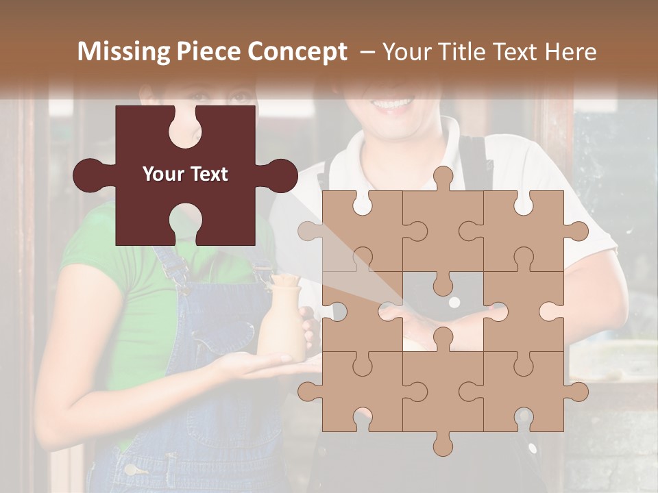 A Man And A Woman Are Holding A Bottle PowerPoint Template