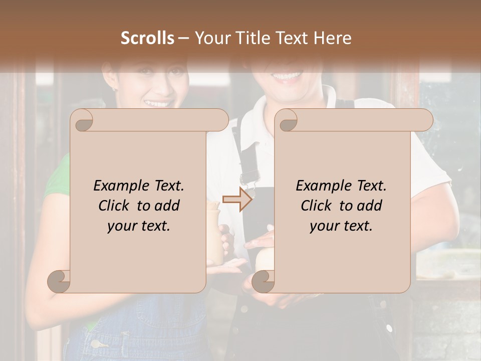 A Man And A Woman Are Holding A Bottle PowerPoint Template