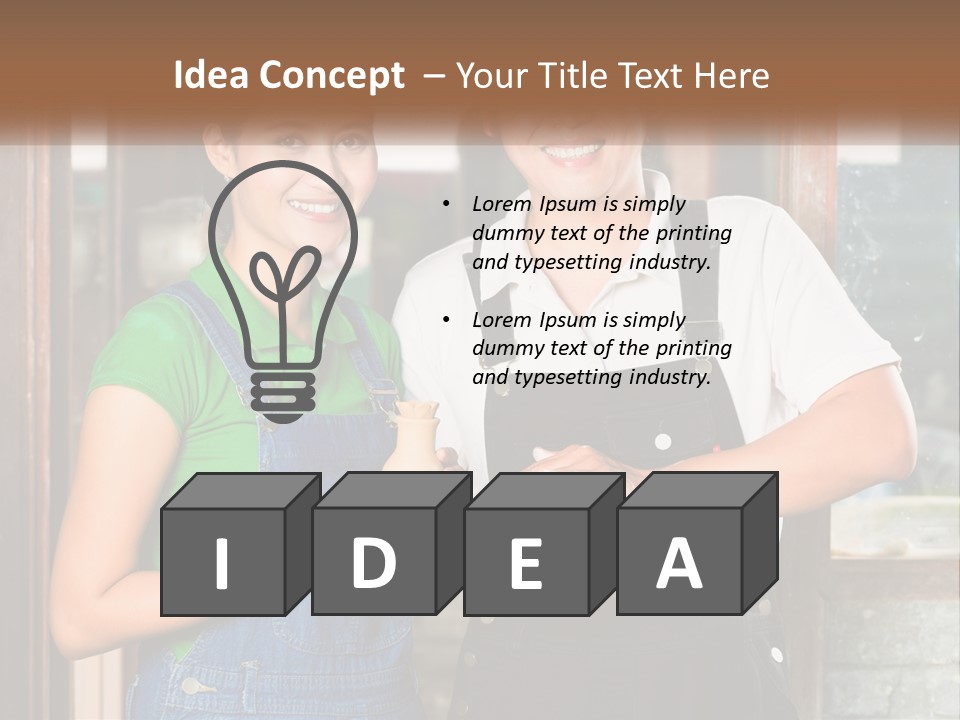 A Man And A Woman Are Holding A Bottle PowerPoint Template