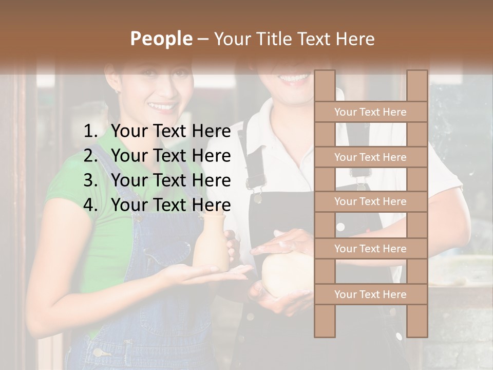 A Man And A Woman Are Holding A Bottle PowerPoint Template