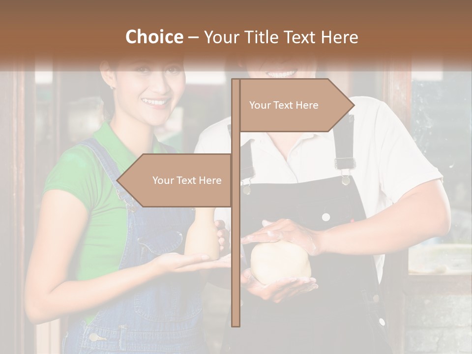 A Man And A Woman Are Holding A Bottle PowerPoint Template