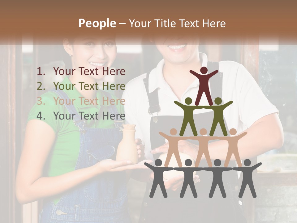 A Man And A Woman Are Holding A Bottle PowerPoint Template