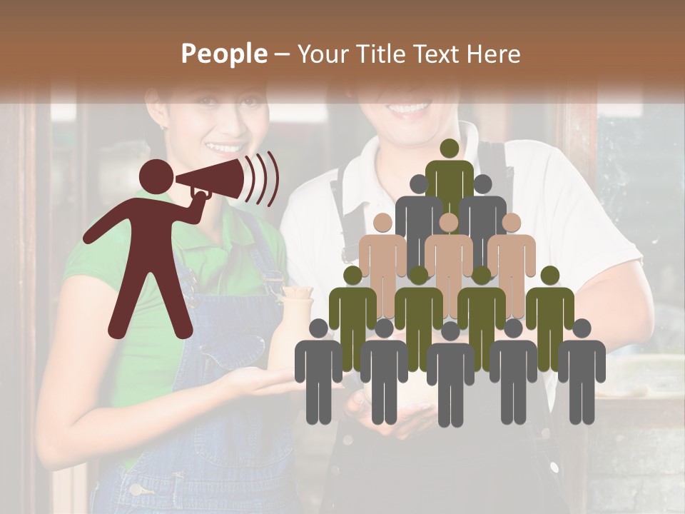 A Man And A Woman Are Holding A Bottle PowerPoint Template