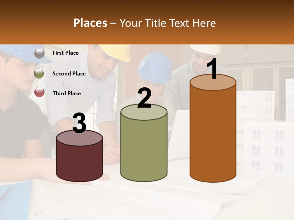 A Group Of People In Hard Hats Looking At A Laptop PowerPoint Template