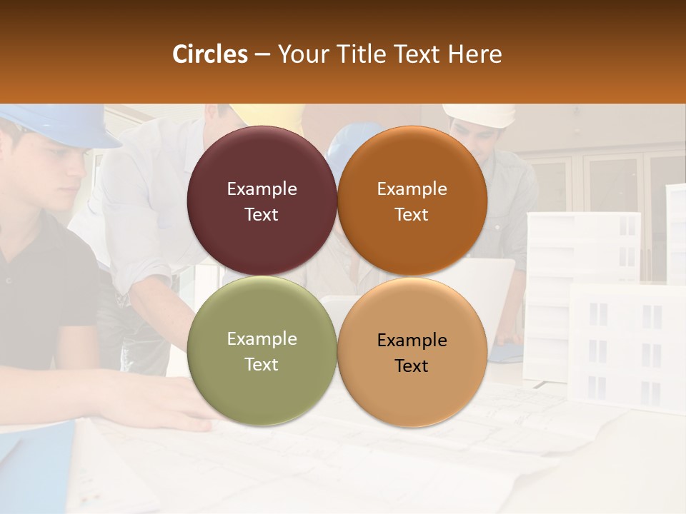 A Group Of People In Hard Hats Looking At A Laptop PowerPoint Template