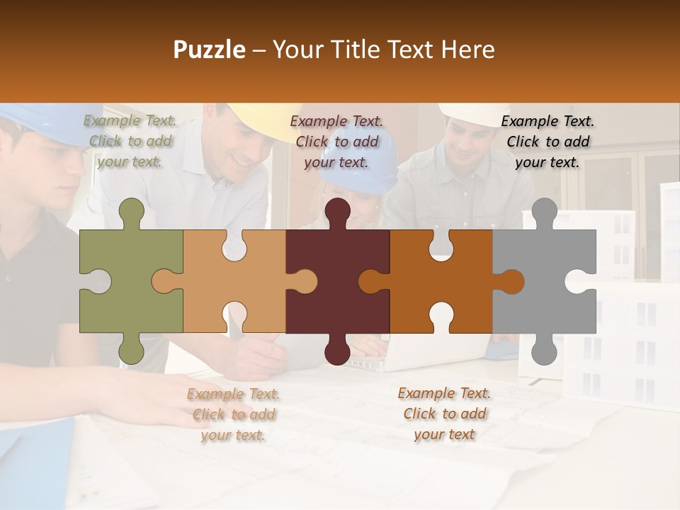 A Group Of People In Hard Hats Looking At A Laptop PowerPoint Template