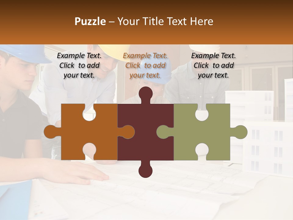 A Group Of People In Hard Hats Looking At A Laptop PowerPoint Template