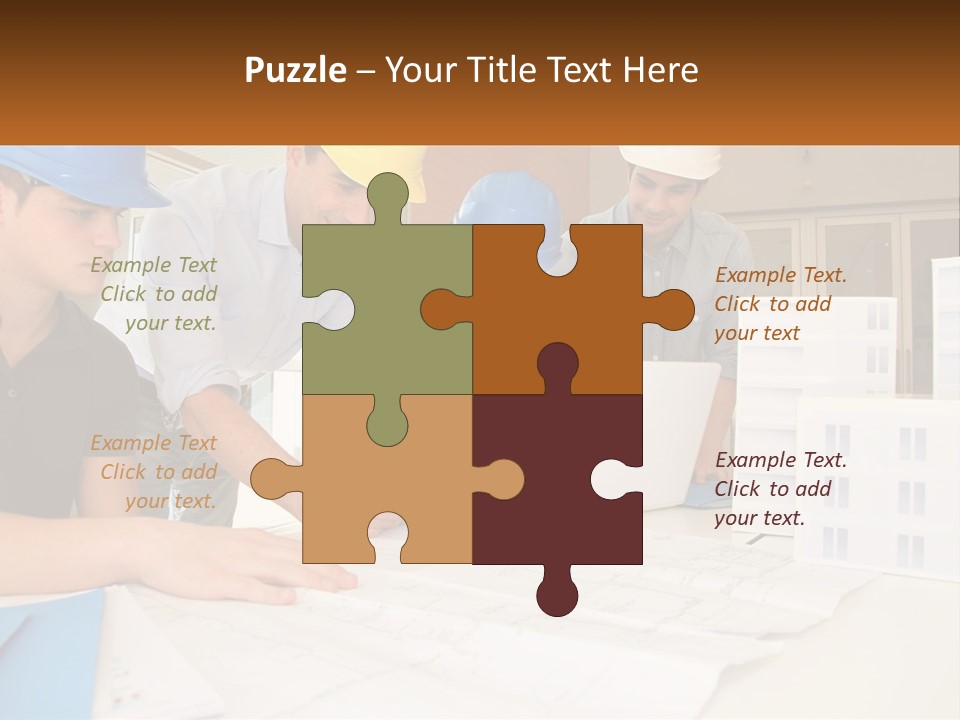 A Group Of People In Hard Hats Looking At A Laptop PowerPoint Template