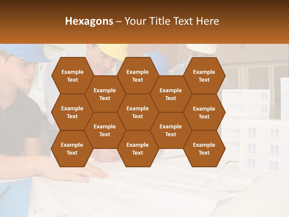 A Group Of People In Hard Hats Looking At A Laptop PowerPoint Template