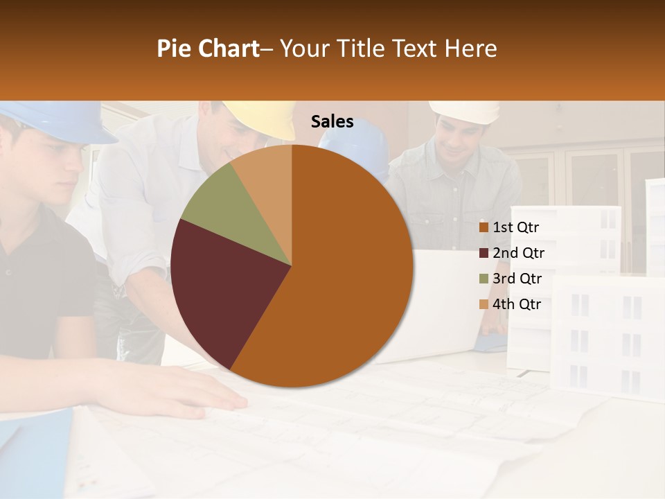 A Group Of People In Hard Hats Looking At A Laptop PowerPoint Template