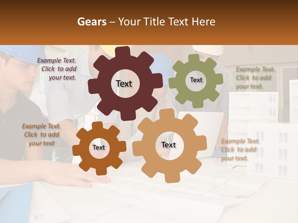 A Group Of People In Hard Hats Looking At A Laptop PowerPoint Template