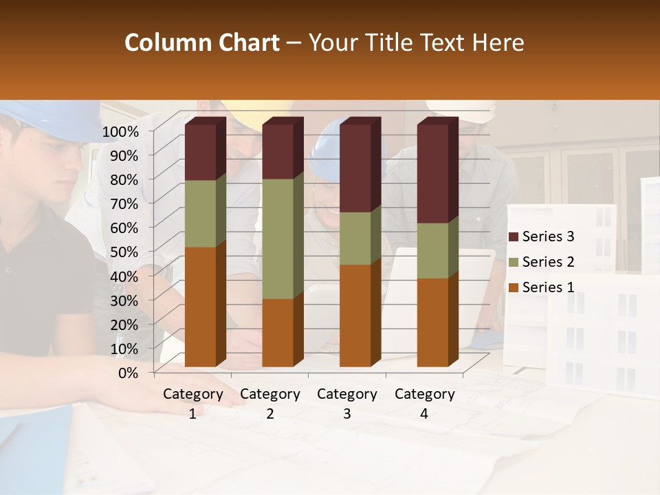 A Group Of People In Hard Hats Looking At A Laptop PowerPoint Template