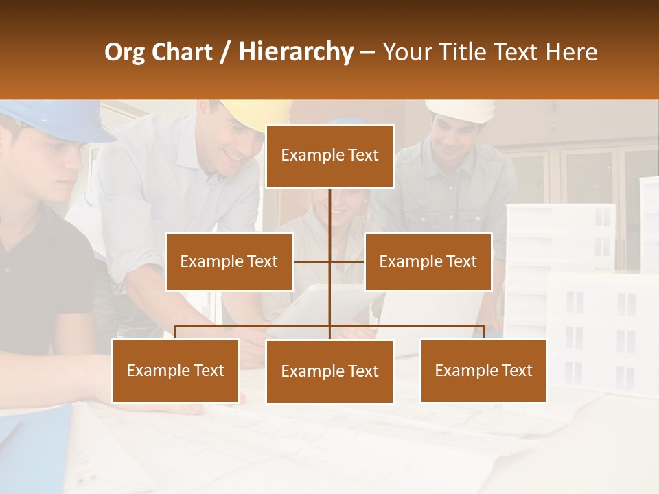 A Group Of People In Hard Hats Looking At A Laptop PowerPoint Template