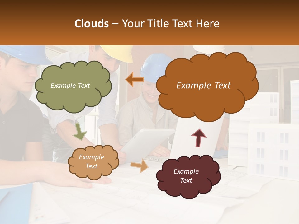 A Group Of People In Hard Hats Looking At A Laptop PowerPoint Template