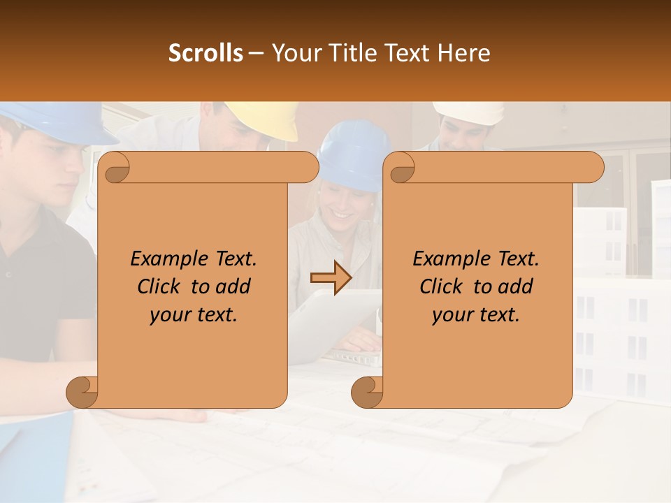 A Group Of People In Hard Hats Looking At A Laptop PowerPoint Template