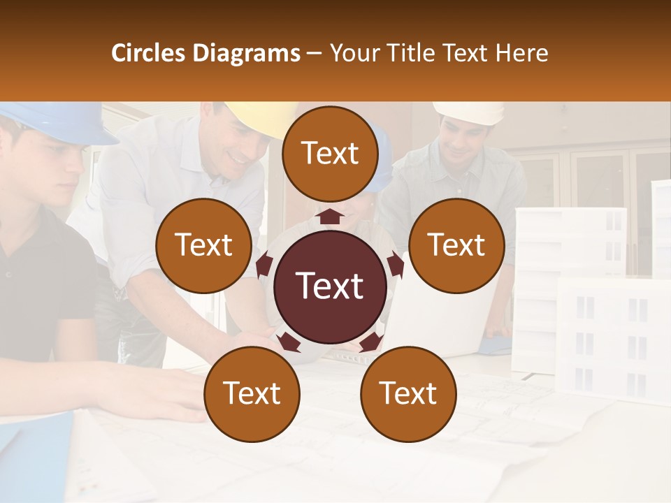 A Group Of People In Hard Hats Looking At A Laptop PowerPoint Template