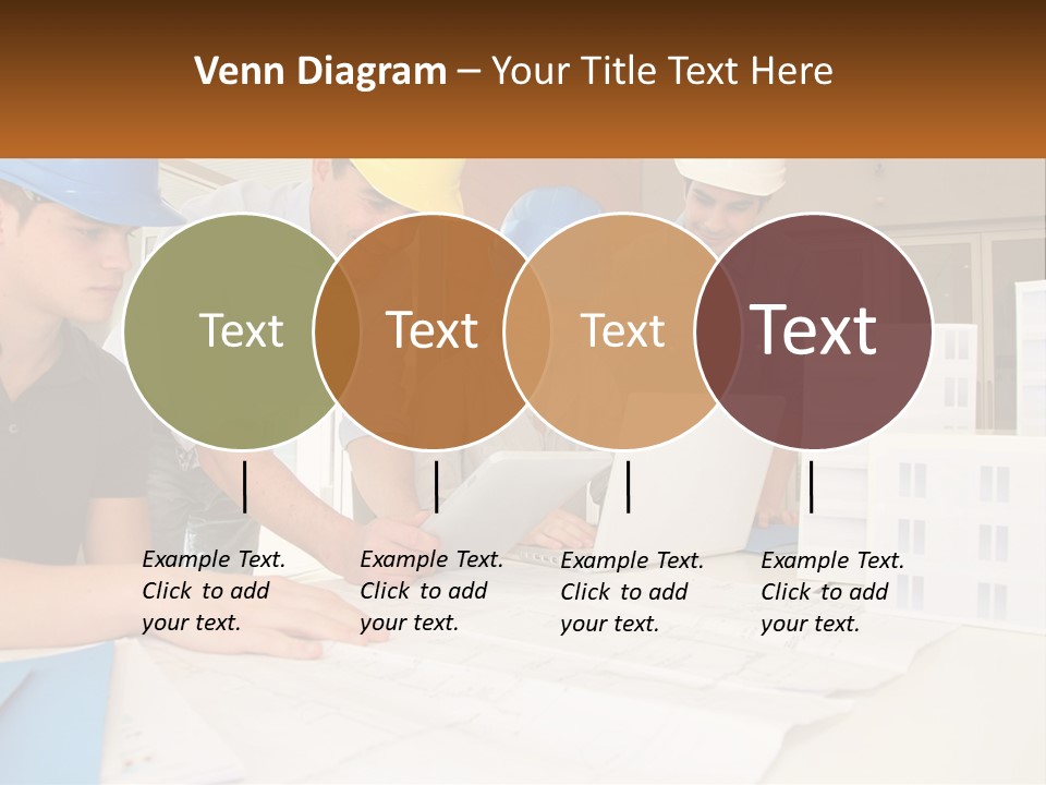 A Group Of People In Hard Hats Looking At A Laptop PowerPoint Template