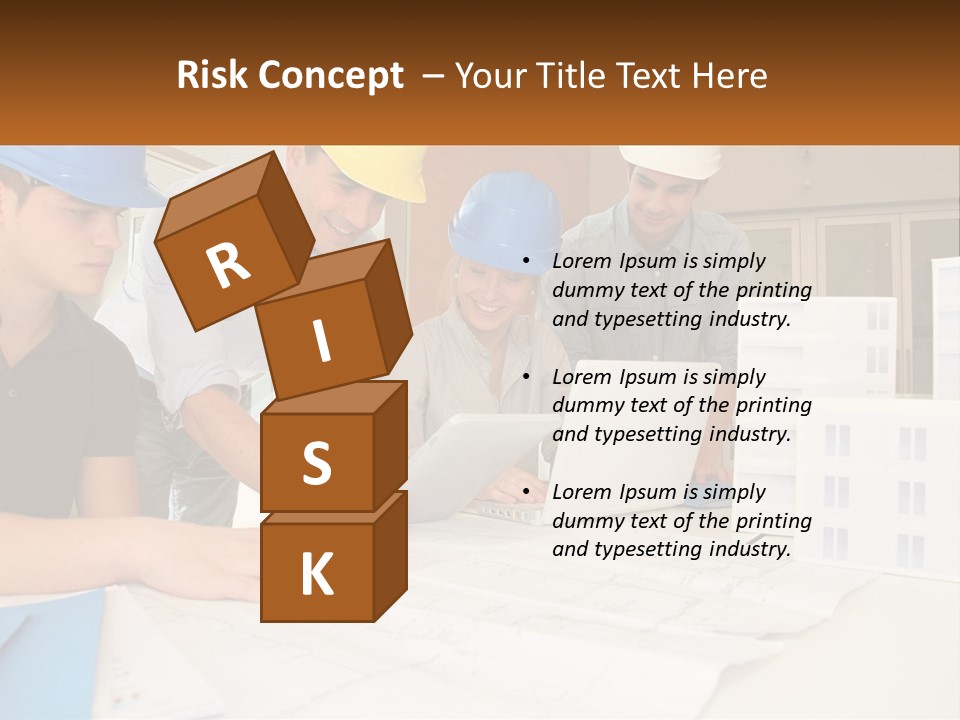 A Group Of People In Hard Hats Looking At A Laptop PowerPoint Template